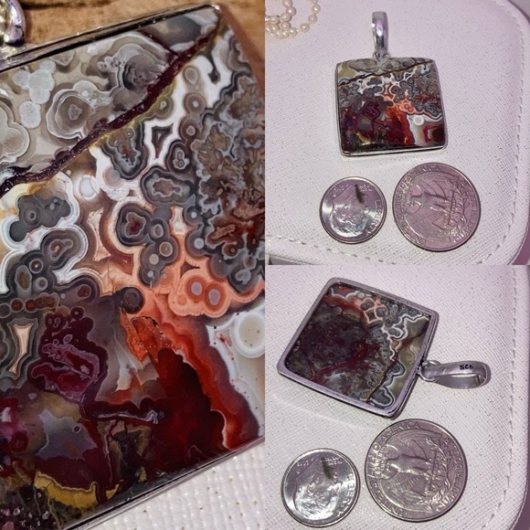 Sublime Laguna Lace Agate Gemstone Handmade Pendant - Picture 3 of 4